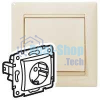 Механизм розетки 1-м СП Valena 2К+З с заземл. нем. станд. сл. кость (DIY-упак.) Legrand 695612