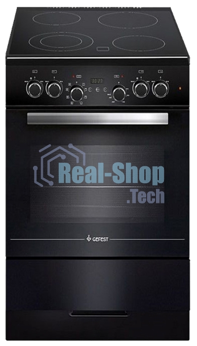 Плита электрическая Gefest ЭП Н Д 5560-03 0057 черный, конфорок 4 электрических, духовка 55 л, 50 см x 85 см x 58.5 см