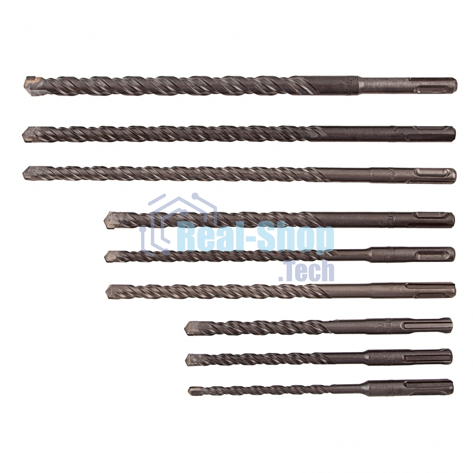 Набор буров Matrix по бетону, 6-8-10х160, 8-10-12х210, 10-12-14х260 мм, зубила 4шт., в боксе