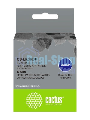 Картридж ленточный Cactus CS-LK5RBP черный шрифт, красный фон (18 мм, 9 м) для Epson LW400/LW700/LW600P/LW1000P/K400/Z700/Z900