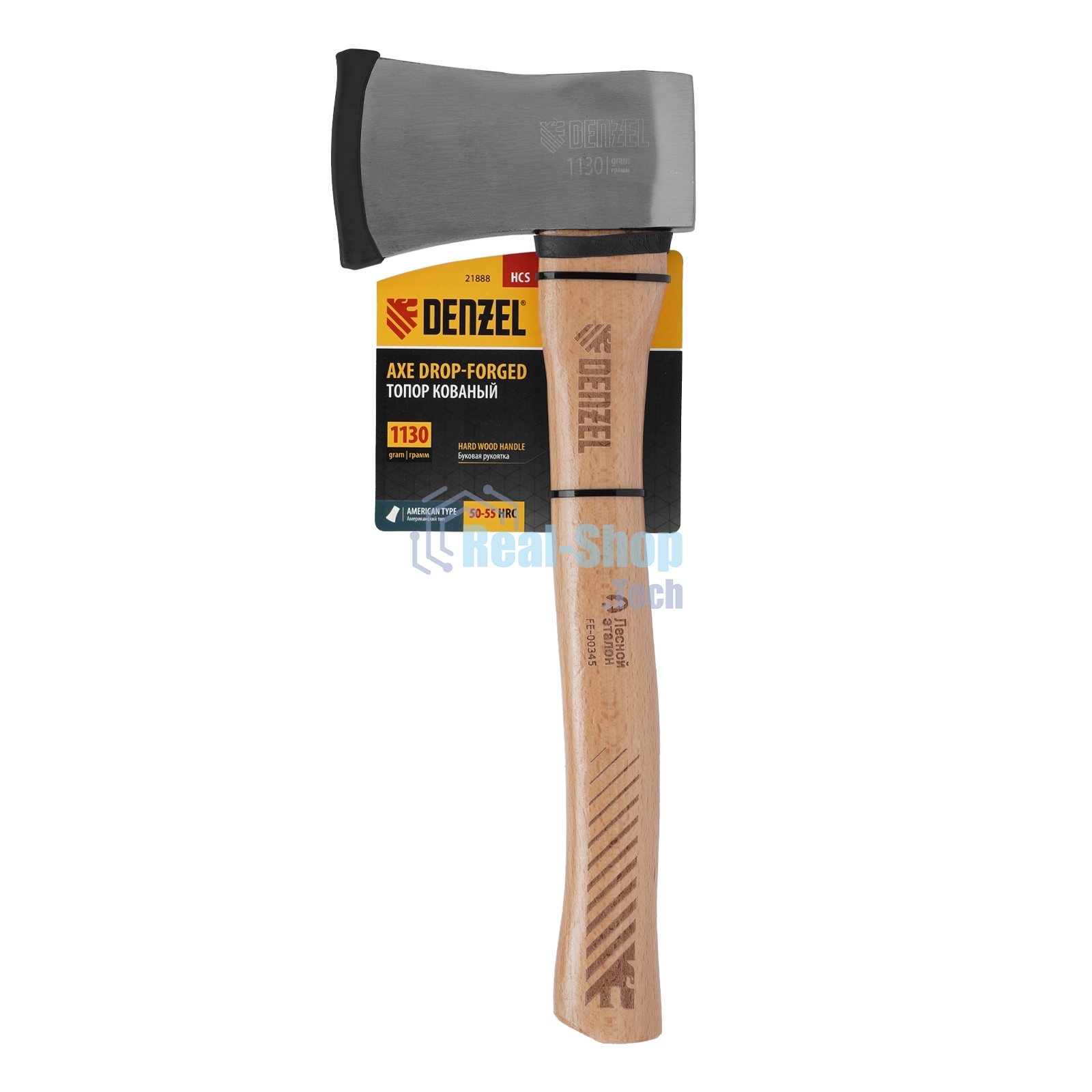 Топор кованый Denzel 1130 г, американский тип, буковая рукоятка, 430 мм, EFP