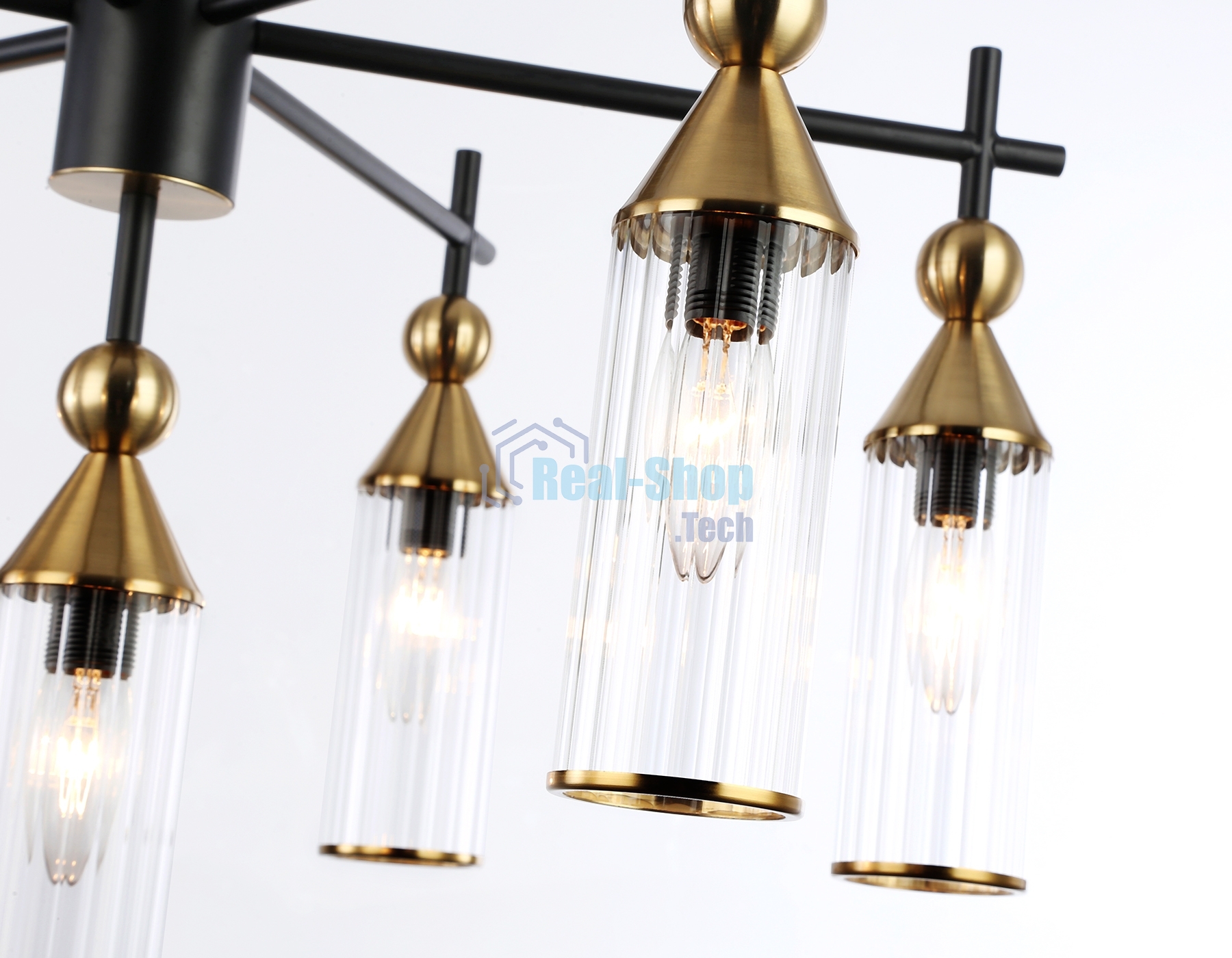 Люстра Ambrella light LH55257/7 BK/BS/CL черный/латунь/прозрачный E14*7 max 40W D640*520