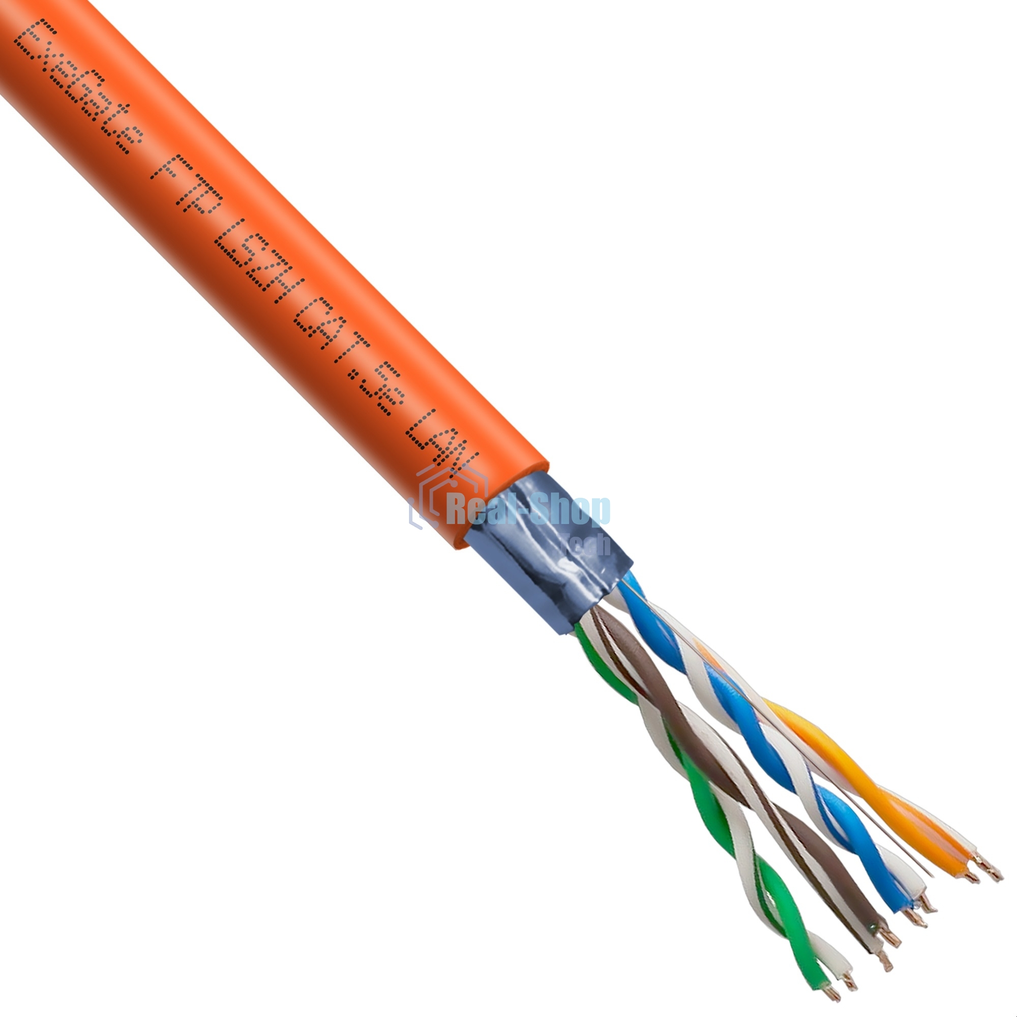 Кабель ExeGate FUTP4-C5e-CCA-S24-IN-LSZH-OR-305 FTP 4 пары кат.5e CCA, 0.51мм (24AWG), экран, 305м, оранжевый, LSZH
