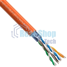 Кабель ExeGate FUTP4-C5e-CCA-S24-IN-LSZH-OR-305 FTP 4 пары кат.5e CCA, 0.51мм (24AWG), экран, 305м, оранжевый, LSZH