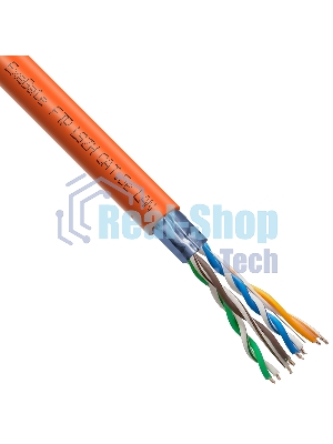 Кабель ExeGate FUTP4-C5e-CCA-S24-IN-LSZH-OR-305 FTP 4 пары кат.5e CCA, 0.51мм (24AWG), экран, 305м, оранжевый, LSZH