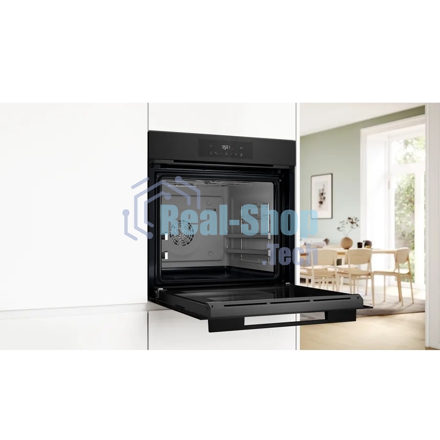 Духовой шкаф электрический Bosch HJG852YT0T Serie 6, 60 см, 66 л, черный матовый,сенсорное управление, 8 режимов+AutoPilot 30(30 автоматических программ), LCD-дисплей, галогенное освещение, самоочистка EcoClean,Soft Open and Soft Close door,телескопические направляющие на 2 уровнях