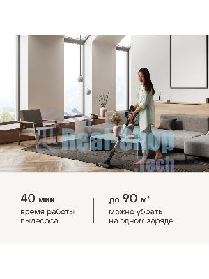 Пылесос вертикальный Rondell RDE-2070 серебристый/серый, питание от аккумулятора, 400 Вт, уборка сухая, пылесборник 0.45 л