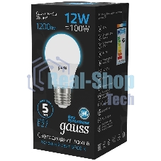 Лампа светодиодная Gauss 102502312 12Вт цок.: E27 груша 220B 6500K св. свеч. бел. хол. (упак.: 10 шт)