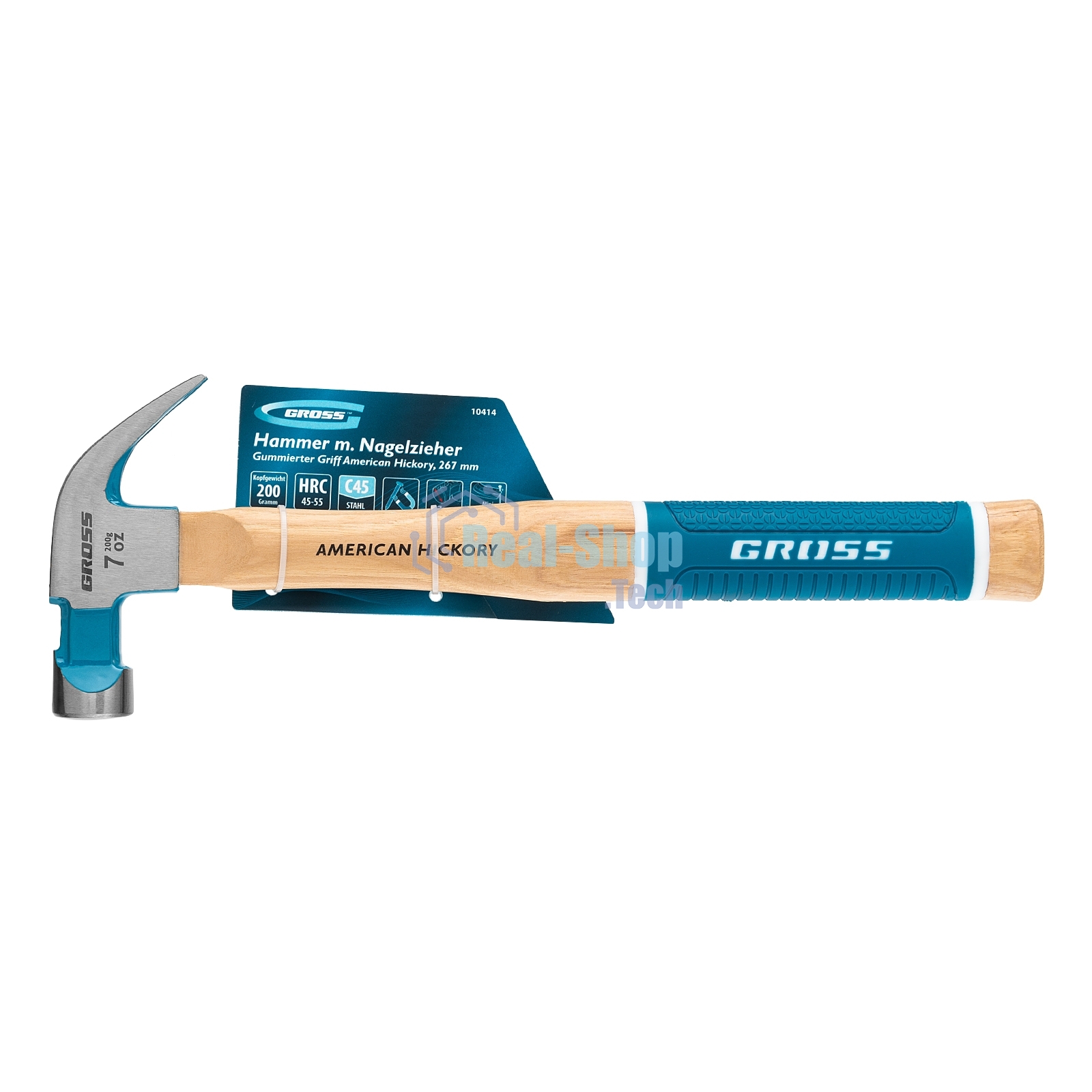 Молоток-гвоздодер Gross AMERICAN HICKORY 10414 200 г, угол 45 магнит обрезиненная рукоятка