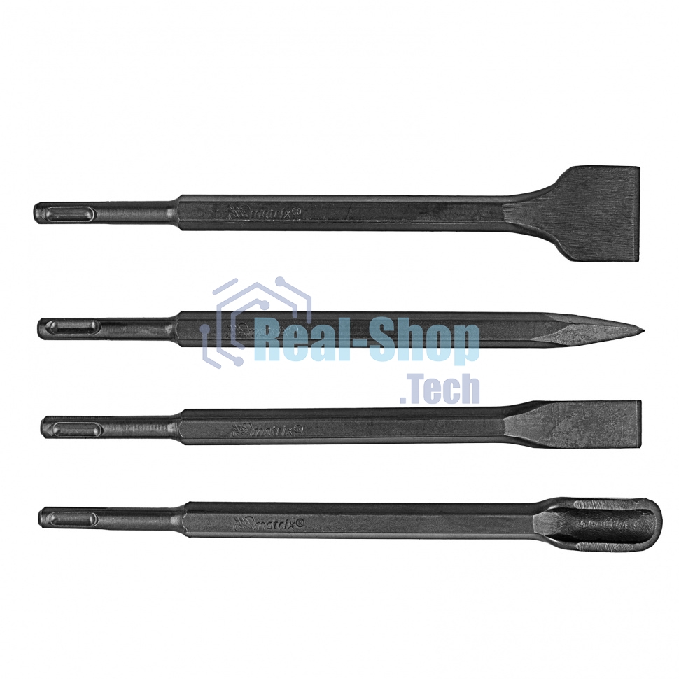 Набор буров Matrix по бетону, 6-8-10х160, 8-10-12х210, 10-12-14х260 мм, зубила 4шт., в боксе