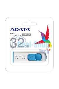 Флешка USB ADATA C008 (AC008-32G-RWE), 32Gb, USB 2.0, R/W 15/5, белый/синий