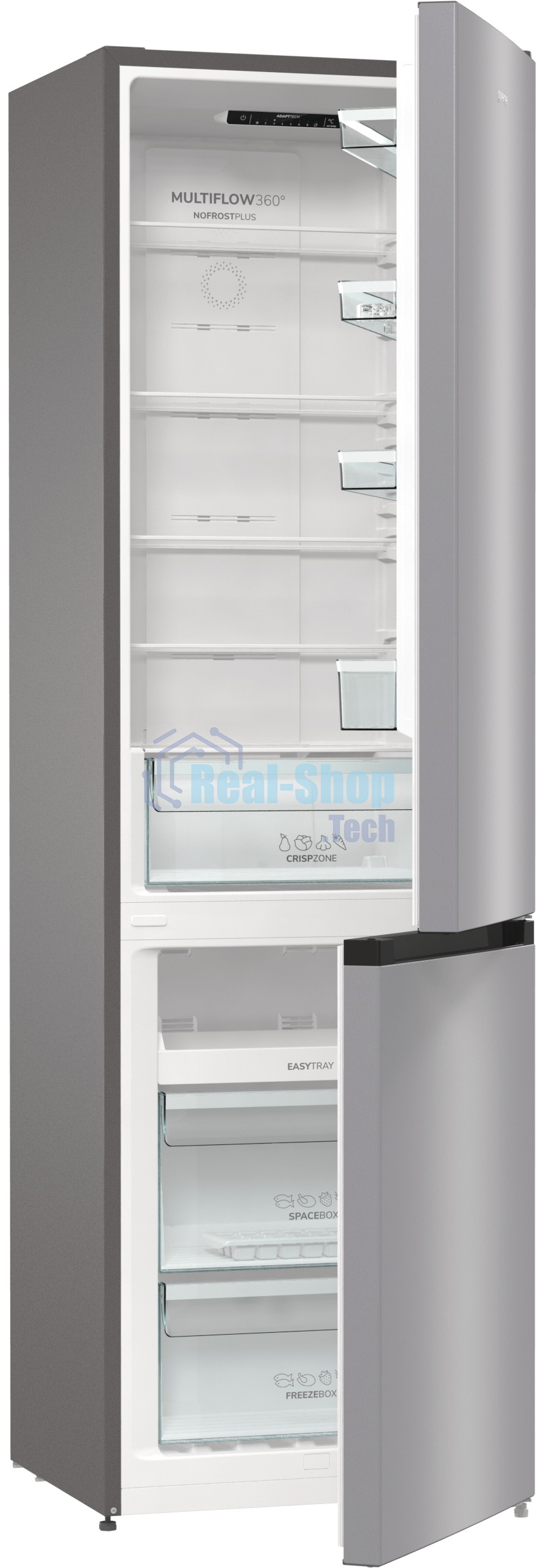 Холодильник Gorenje NRK6201PS4 серебристый металлик двухкамерный 235/96л морозилка снизу, No Frost