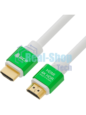 Кабель Greenconnect 2.0m HDMI версия 2.0, HDR 4:2:2, Ultra HD, 4K 60 fps 60Hz/5K*30Hz, 3D, AUDIO, 18.0 Гбит/с, 28/28 AWG, OD7.3мм, тройной экран, белый, AL корпус зеленый, GCR-51294 Greenconnect Кабель 2.0m HDMI версия 2.0, HDR 4:2:2, Ultra HD, 4K 60 fps 