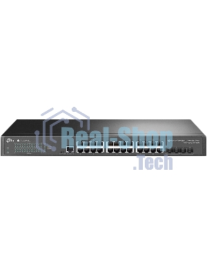 Коммутатор TP-Link JetStream 24-port Pure-Gigabit L2+ Managed Switch, 24 10/100/1000Mbps RJ45, 4*10G SFP+ Slots