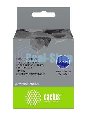 Картридж ленточный Cactus CS-LK7WBN черный шрифт, белый фон (36 мм, 9 м) для Epson LW1000P/Z700/Z900