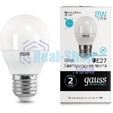 Лампа светодиодная Gauss LED Elementary Шар 8W E27 540lm 4100K 1/10/100 0