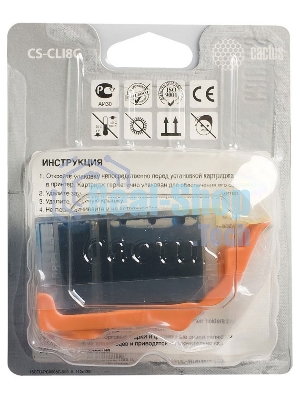Картридж струйный Cactus CS-CLI8C голубой (12 мл) для Canon Pixma MP500, MP510, MP520, MP530, MP600, MP800, MP810, MP830, MP970, MX700, 850, iP3300, iP3500, iP4200, iP5200, iP5300, iP6600D, iP6700D, iX4000, iX5000, Pro 9000