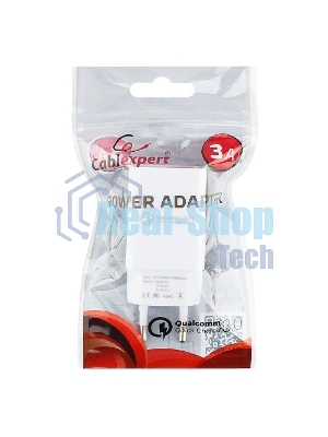 Сетевое зарядное устройство Cablexpert MP3A-PC-16, QC 3.0, 100/220V - 1 USB порт 5/9/12V, белый