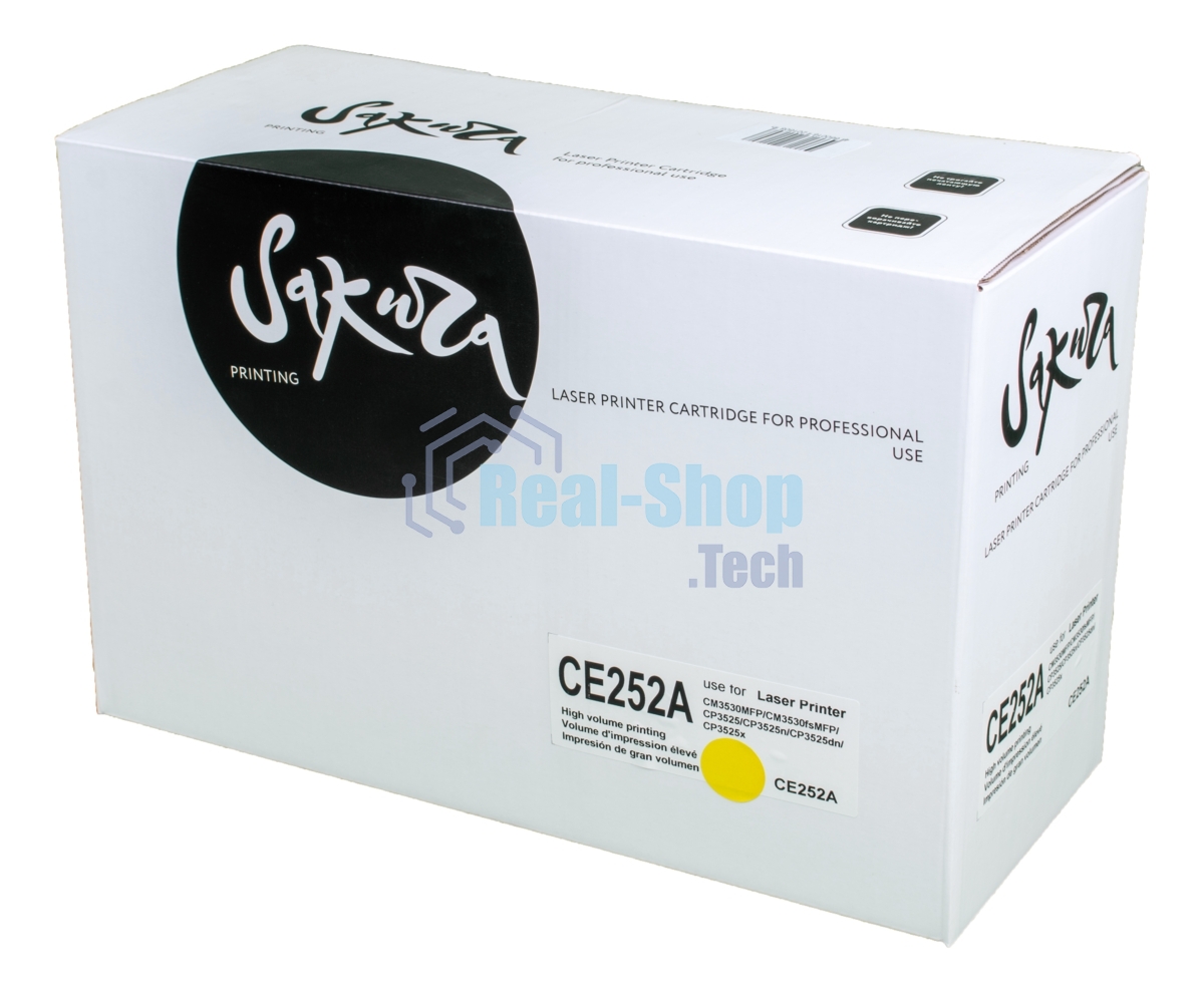 Картридж лазерный Sakura CE252A для HPColor LaserJet CM3530MFP/CM3530fsMFP/CP3525/CP3525n/CP3525dn/CP3525x, желтый, 7000 к.