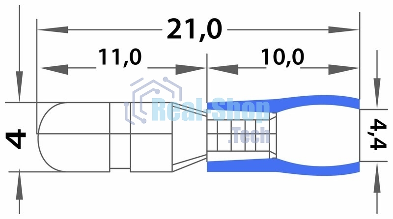 Разъем штекерный изолированный Rexant штекер 4 мм 1.5-2.5 мм² (РШи-п 2.5-4/РШИп 2-5-4) синий