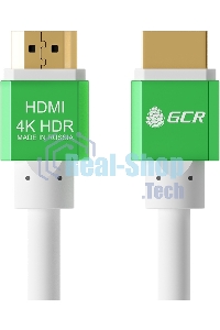 Кабель Greenconnect 2.0m HDMI версия 2.0, HDR 4:2:2, Ultra HD, 4K 60 fps 60Hz/5K*30Hz, 3D, AUDIO, 18.0 Гбит/с, 28/28 AWG, OD7.3мм, тройной экран, белый, AL корпус зеленый, GCR-51294 Greenconnect Кабель 2.0m HDMI версия 2.0, HDR 4:2:2, Ultra HD, 4K 60 fps 