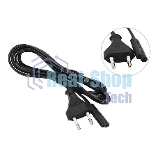 Кабель сетевой для блоков питания двухпиновый 1.2м (0,75mm) черный