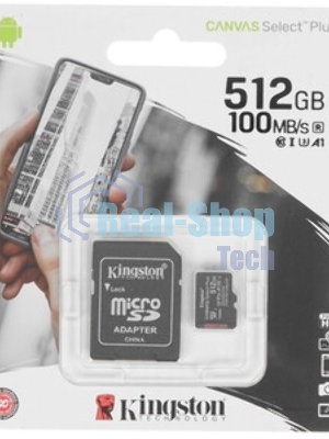Флеш карта SDXC UHS-I Kingston Canvas Select Plus 512 Gb, 150 МБ/с, Class 10, SDS3/512Gb