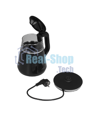 Чайник Centek CT-0019, 1100 Вт, стекло, черный и серебристый