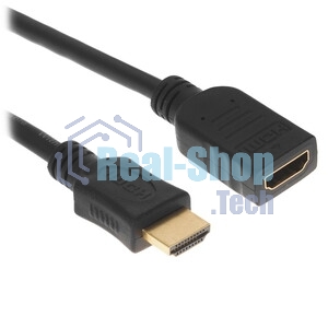 Кабель-удлинитель HDMI Cablexpert CC-HDMI4X-0.5M, 19M/19F, v2.0, позол.разъемы, экран, 0.5м, черный, пакет