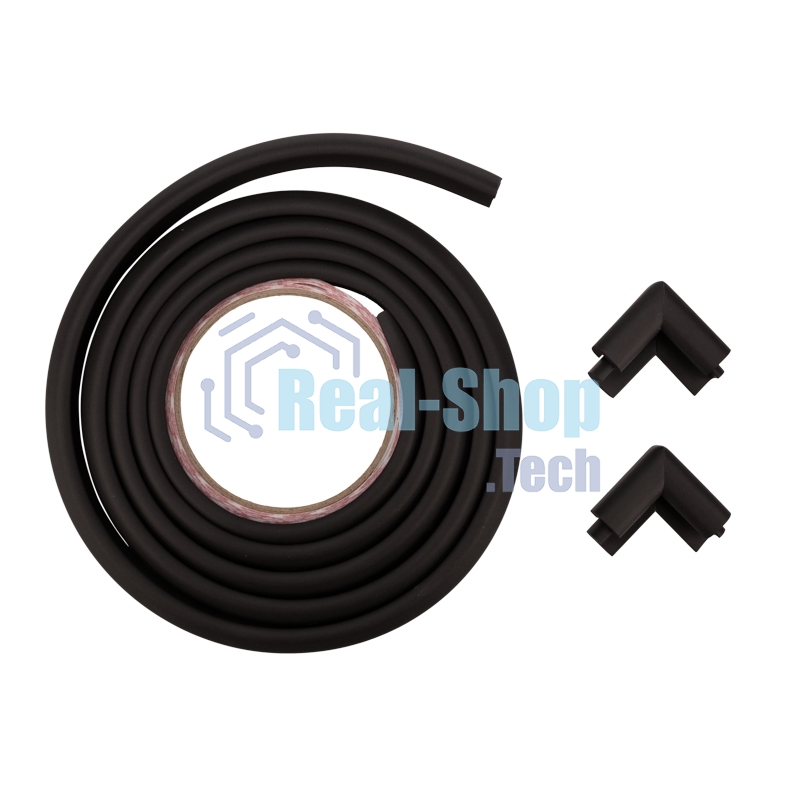 Набор: тонкая мягкая универсальная лента для крепления на острые края (NBR,14x4x2000 мм) + 4 мягкие насадки-протектора 