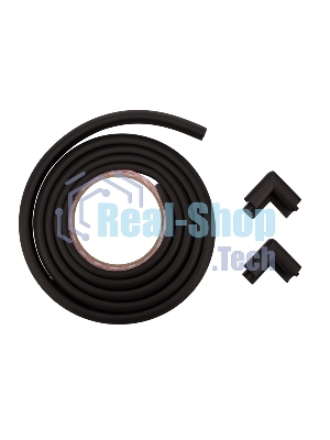 Набор: тонкая мягкая универсальная лента для крепления на острые края (NBR,14x4x2000 мм) + 4 мягкие насадки-протектора 