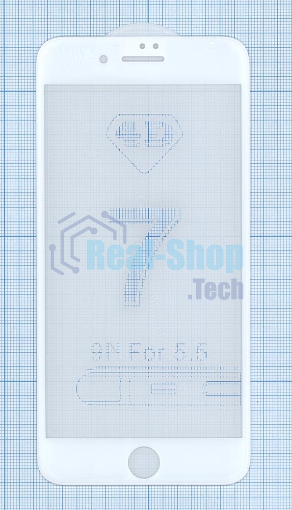 Защитное стекло 4D для Apple iPhone 7/8 Plus белый