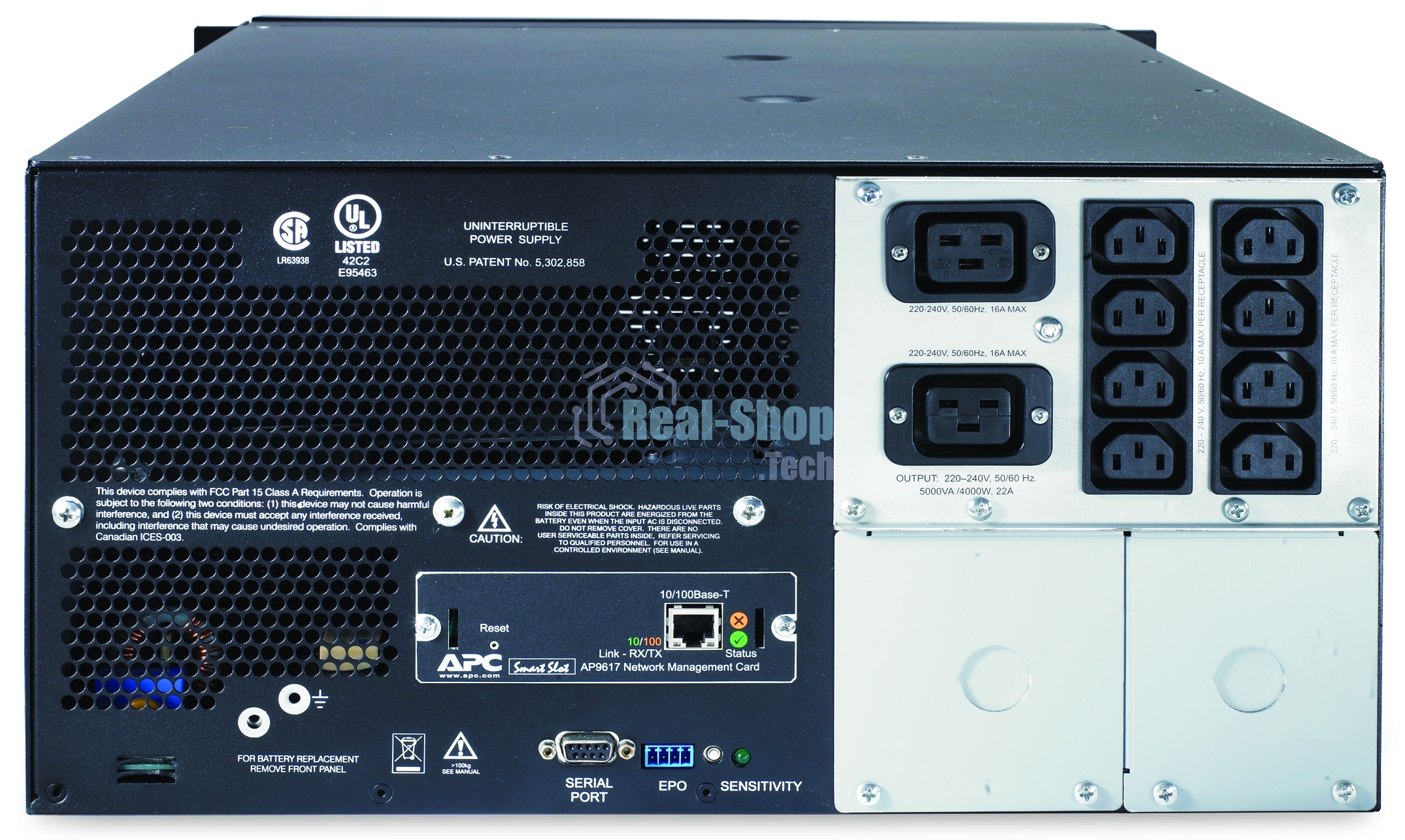 Источник бесперебойного питания APC Smart-UPS SUA5000RMI5U / 5000ВА / 4000Вт / 2 х IEC 320 C19 (компьютерная), 8 х IEC 320 C13 (компьютерная)