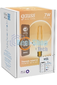 Лампа cветодиодная Gauss Smart Home Filament G95 7W 740lm 2500К E27 диммируемая LED