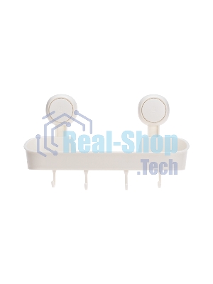 Полка для ванной и кухни HALSA HLS-F-107W с крючками на вакуумной присоске