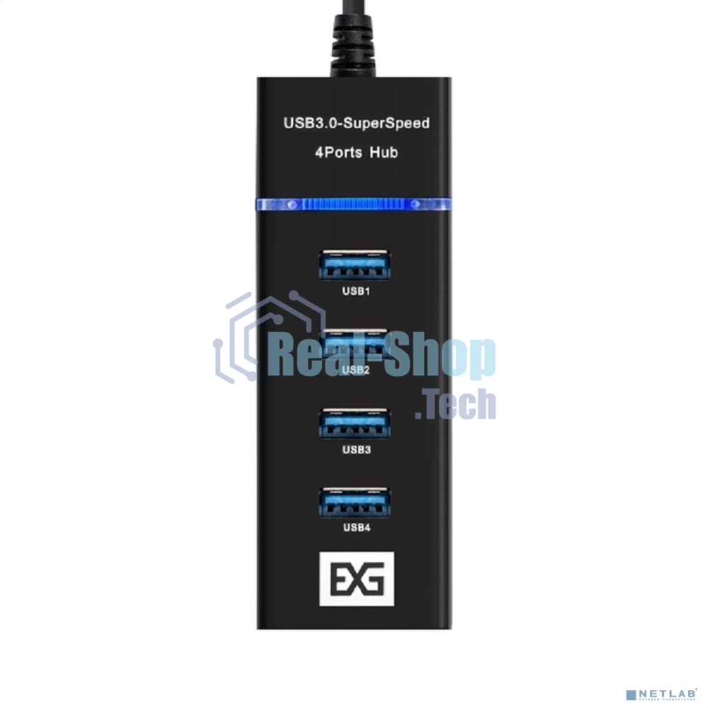 USB-концентратор 4-в-1 ExeGate DUB-331T (кабель-адаптер USB3.0 --> 3xUSB2.0, 1xUSB3.0, Plug&Play, черный)