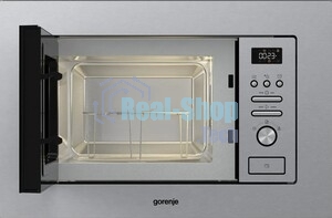 Встраиваемая микроволновая печь Gorenje BM201AG1X нержавеющая сталь, 20 л, 800 Вт, переключатели - поворотный механизм/кнопки