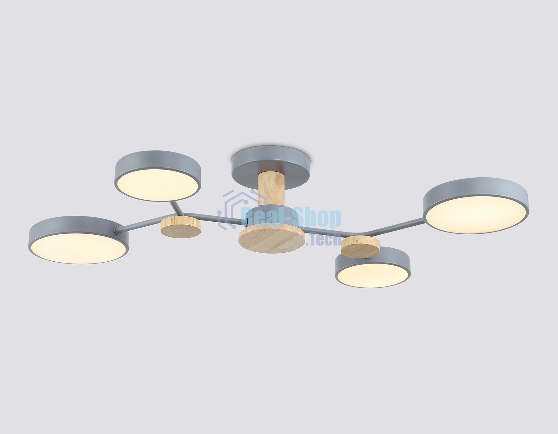 Светильник Ambrella light FL4859/4 GR/WD серый/дерево 60W 3000-6000K 700*400*120 (без ПДУ)