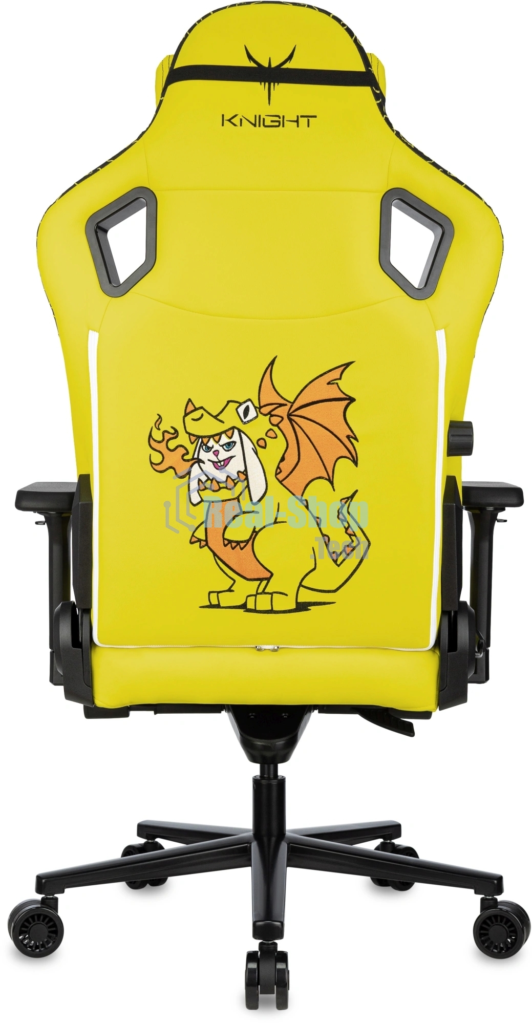 Кресло Knight Craft Dragon желтый, экокожа, 120 кг, механизм качания