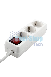 Сетевой фильтр Гарнизон ELB-G3-W-2, 3 евророзетки с выключателем и заземлением, допустимый ток 16А, длина 2 м.