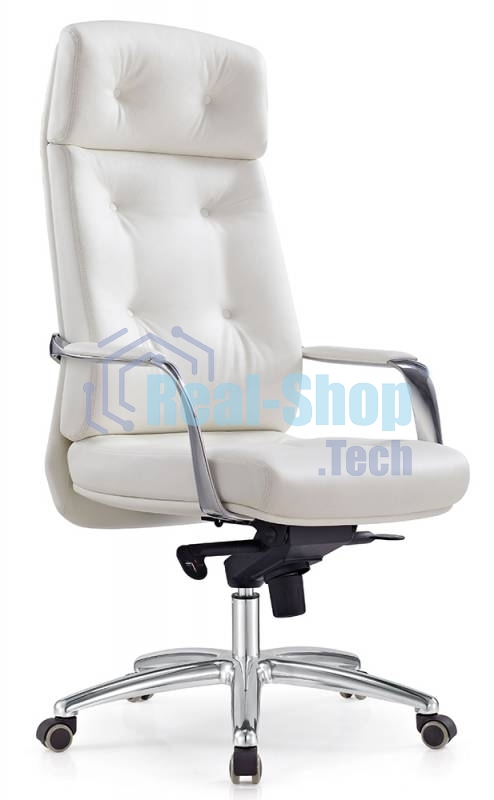 Кресло руководителя Бюрократ DAO/WHITE белый, кожа, крестовина алюминий