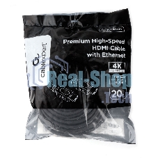 Кабель HDMI Cablexpert CC-HDMI4L-20M, 20м, v2.0, 19M/19M, серия Light, черный, позол.разъемы, экран, пакет
