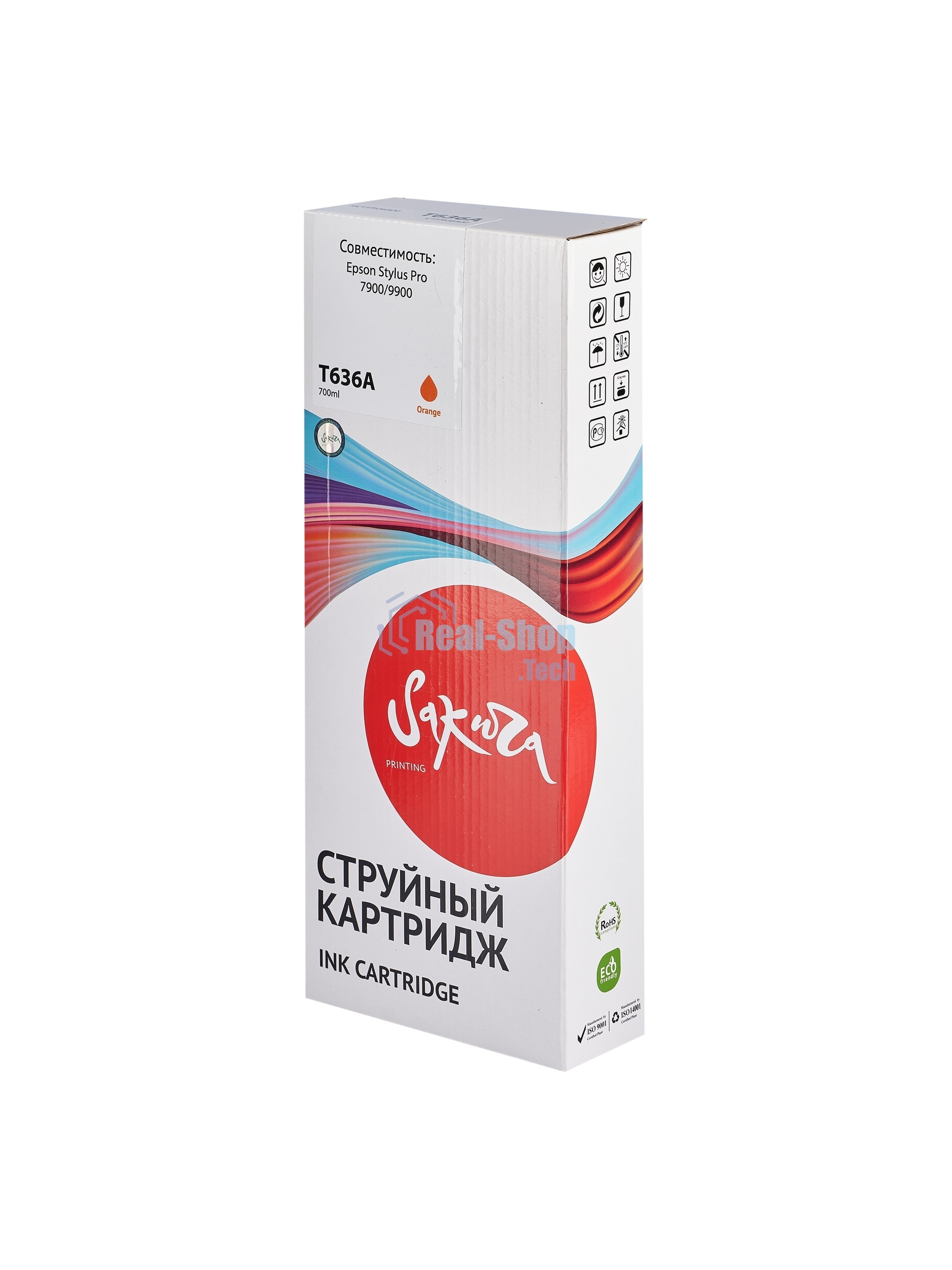 Картридж струйный Sakura C13T636A00 (T636A Orange) для Epson, оранжевый, 700 мл.