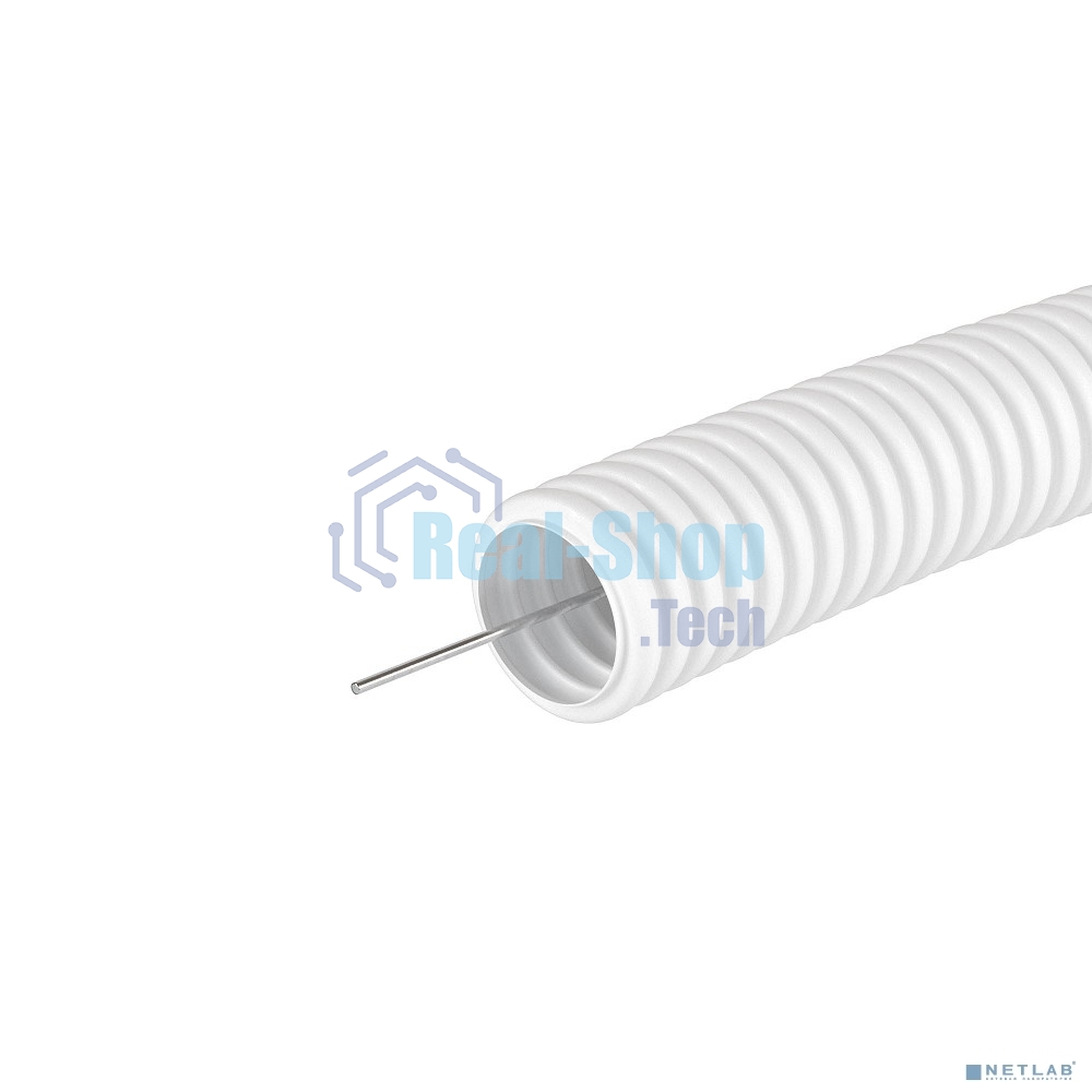 Труба гибкая гофрированная ПЛЛ 20мм с протяжкой не содержит галогенов ПВ-0 (100м) белый 81820 DKC