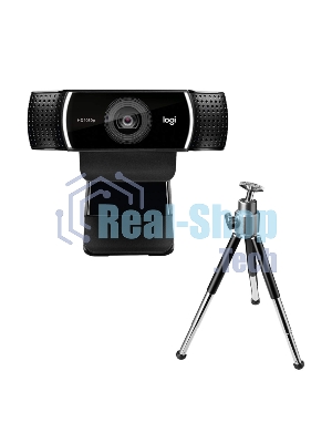 Веб-камера Logitech C922 Pro Stream 1920x1080, 30 кадр/с, USB Type-A, микрофон (2 шт, шумоподавление), автоматическая фокусировка, автоосвещение, универсальное крепление