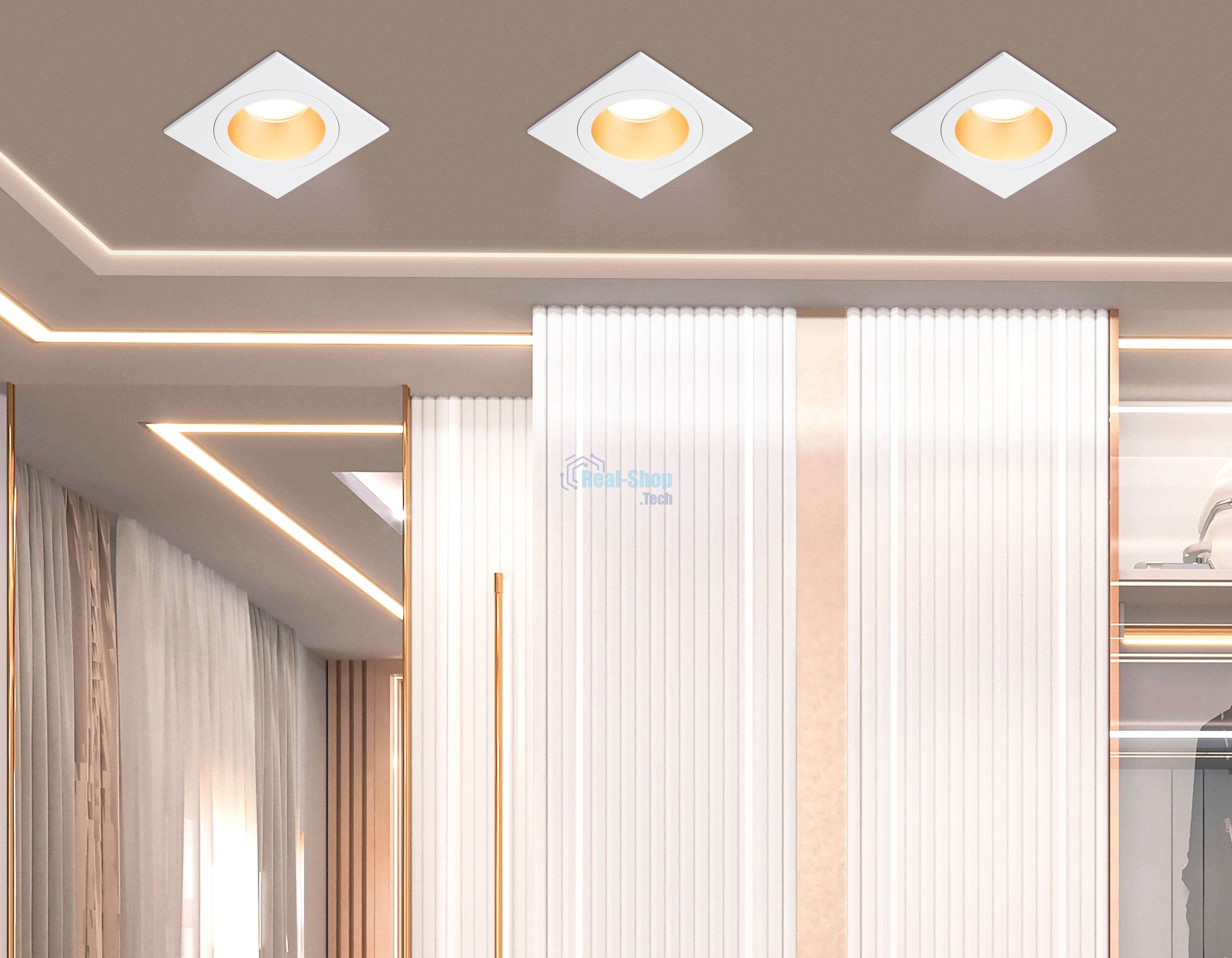 Встраиваемый точечный светильник Ambrella light TN102827 WH/GD белый/золото GU5.3 92*92*50
