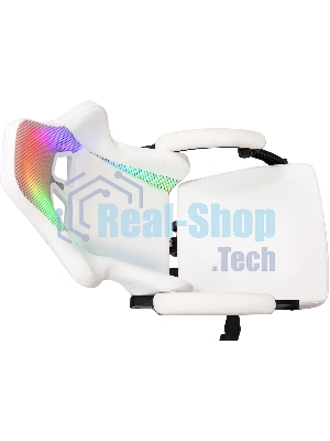 Кресло игровое Knight Wolf RGb белый эко.кожа/сетка, крестов. пластик