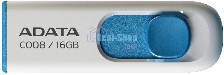 Флешка USB ADATA C008 (AC008-16G-RWE), 16Gb, USB 2.0, R/W 15/5, белый/синий