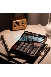 Калькулятор настольный Deli EM01420 черный 12-разр.