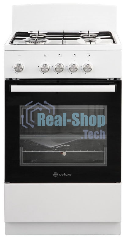 Плита газовая De Luxe 5040.48Г (Щ) белый, конфорок 4 шт, духовка 43 л, 50 см x 85 см x 50 см